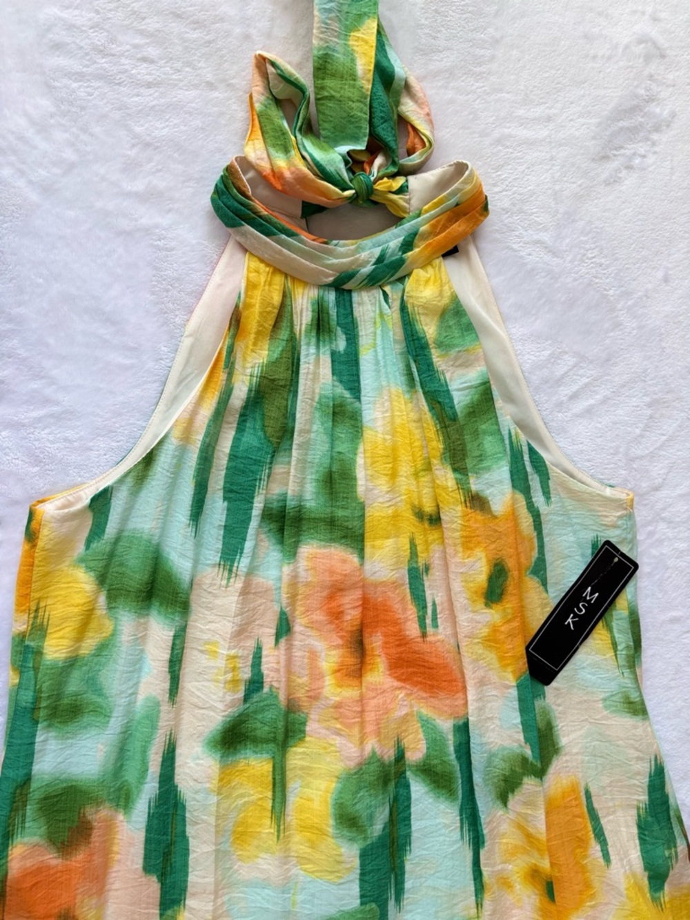 MSK Floral Sleeveless A-Line Silhouette Halter Dress--NWT--L - Picture 3 of 16